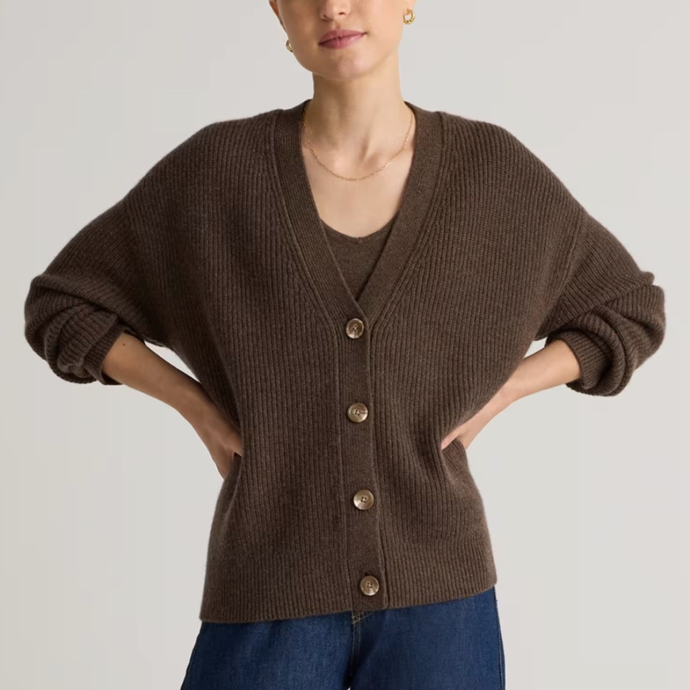 NWT Quince Mongolian Cashmere Fisherman Boxy Cardigan Sweater Small